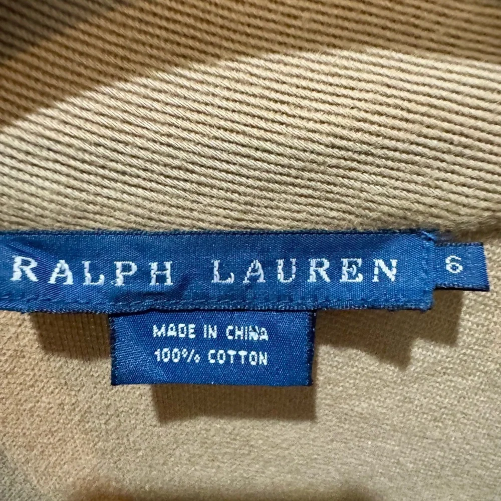 Ralph Lauren 100% Cotton Blazer Jacket Size 6 Tan Button Front Equestrian Style - Picture 12 of 17